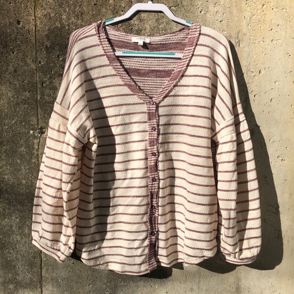 Umgee Tops - Umgee Striped Balloon Sleeve Top